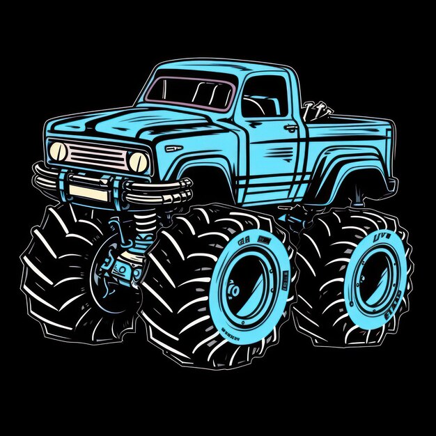 Black Cartoon Monster Truck Sticker