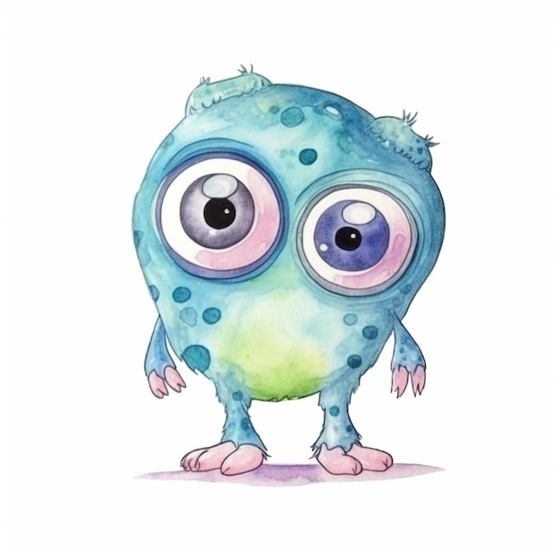 A blue monster with big eyes.