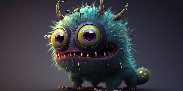 Funny Strange Fantasy Monster Smiling with Big Eyes - Digital 3D  Illustration Stock Illustration - Illustration of animation, nature:  265952078