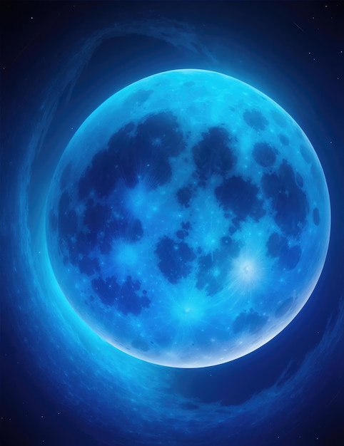 Blue Moon 2023 Supermoon Full Shape Circle Grootste en helderste HD-afbeelding AI gegenereerd