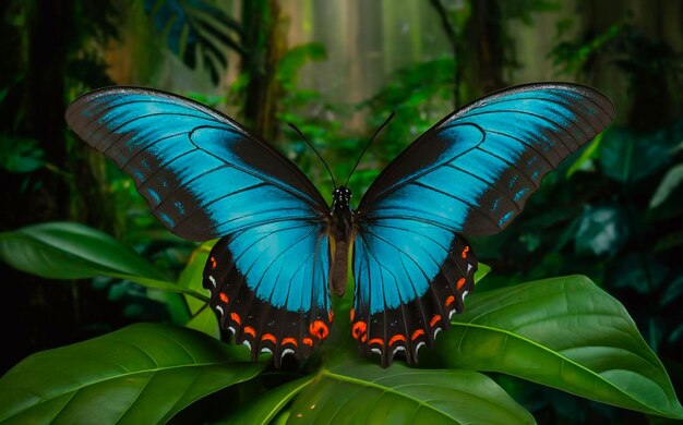 Blue Morpho Butterfly in the Rainforest