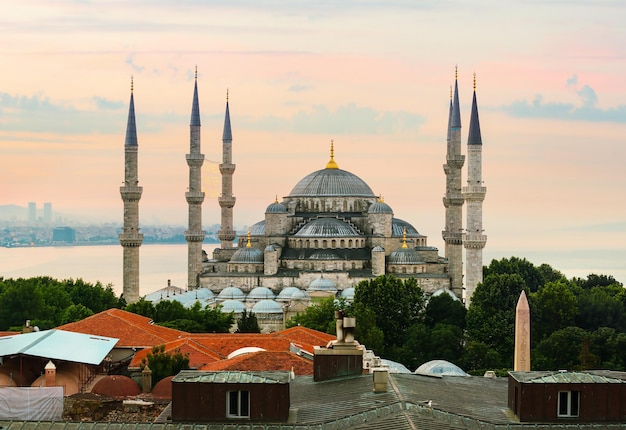 Photo blue mosque and bosphorus