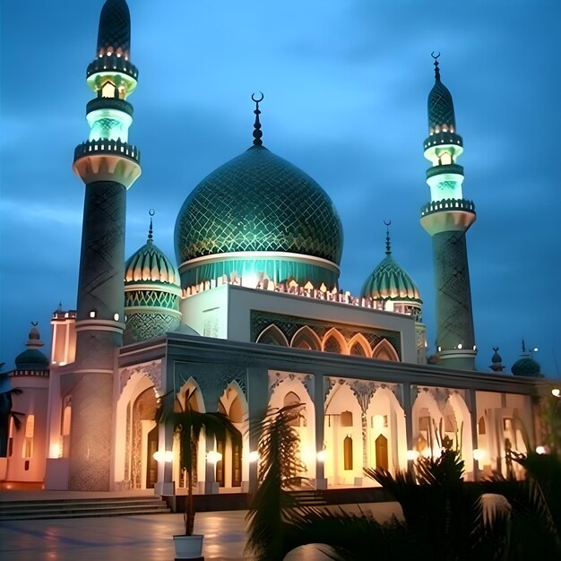 The blue mosque in the evening