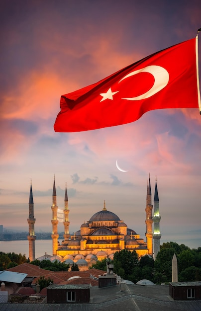 Blue mosque in flag