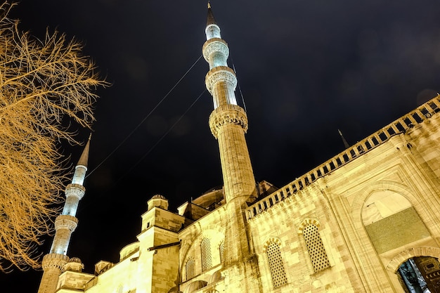 Moschea blu di notte istanbul turchia