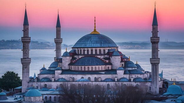 Photo the blue mosque or sultan ahmet mosque at sunrise istanbul turkey