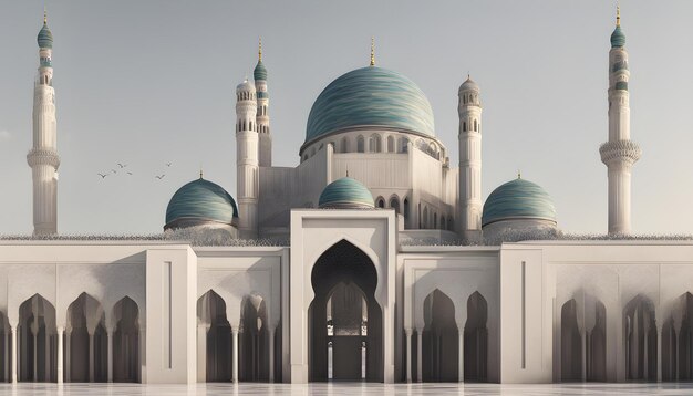 Photo a blue mosque with a blue dome on the top