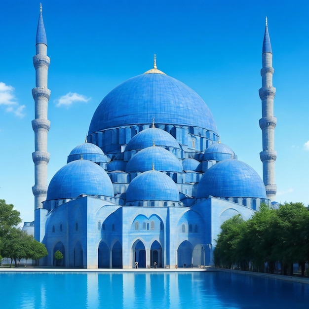 Photo a blue mosque with a blue dome