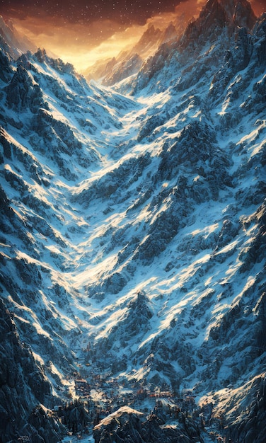 Голубая гора со снегом на вершине