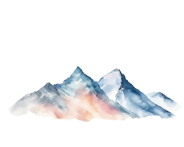 blue mountains on a white background watercolor close up illustration