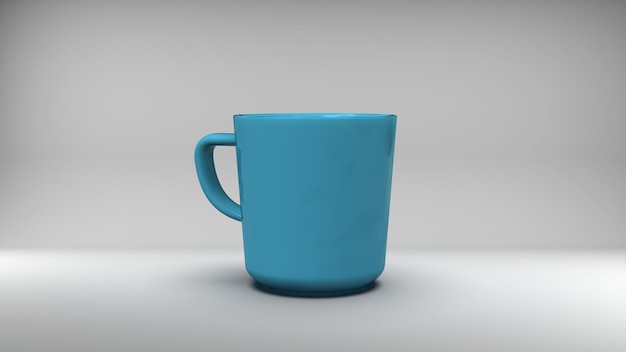 A blue mug with a grey background