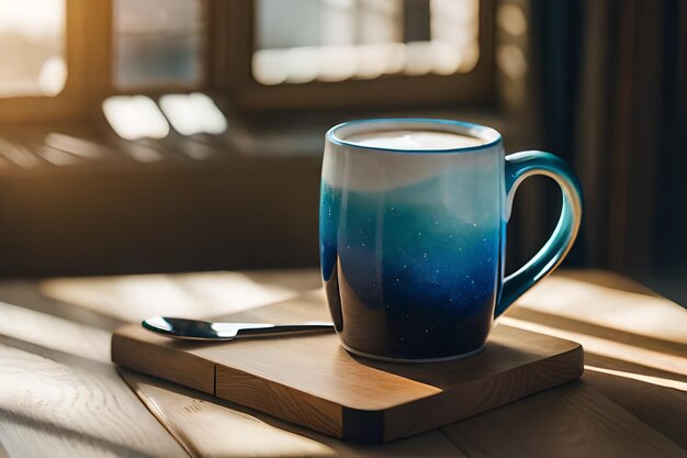 a blue mug with a star on it