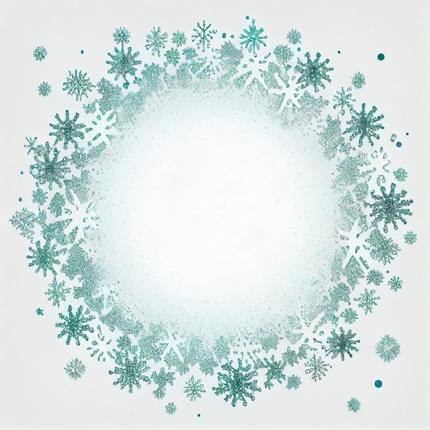 Blue Natural Snowflake Circle Frame Generative AI