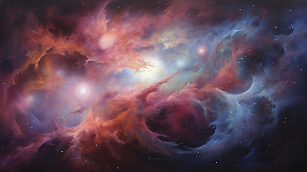 블루 네불라 갤럭시 (Blue Nebula Galaxy) 갤럭시는 에어브러시 아트 (Airbrush Art) 의 스타일로 어두운 마젠타 (Dark Magenta) 와 가운 버 (Light Amber) 로 되어 있다.