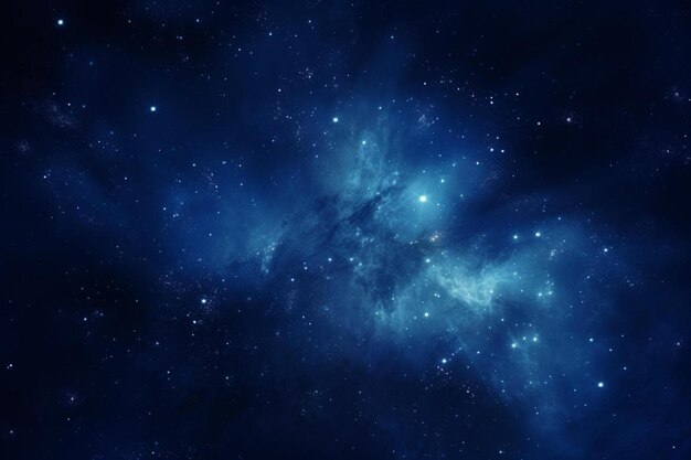 A blue nebula with stars in the background