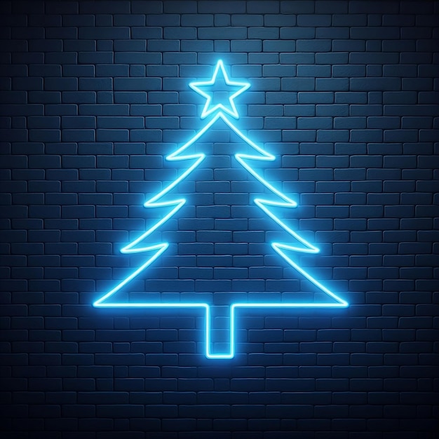 Photo a blue neon christmas tree