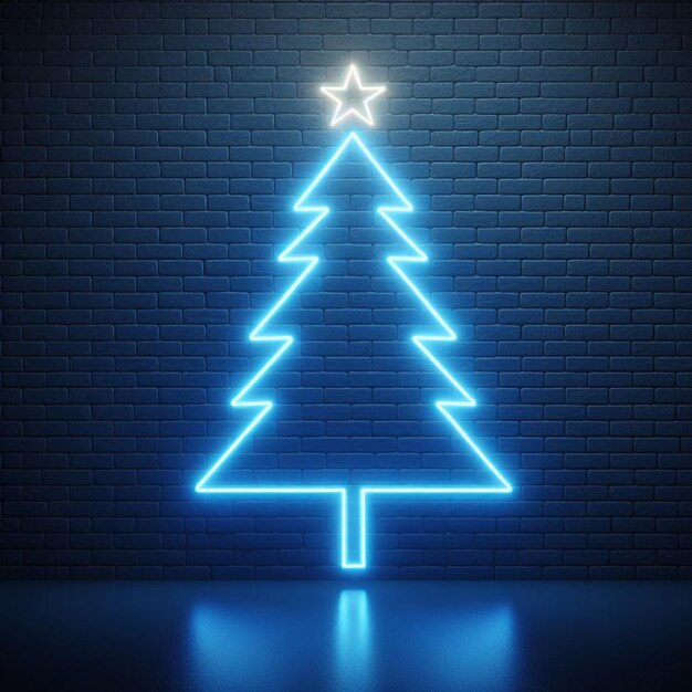 blue neon christmas tree