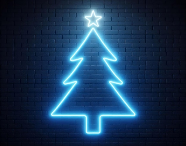 Blue neon christmas tree