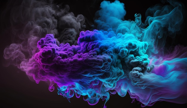 Blue neon cloud of smoke Generative AI