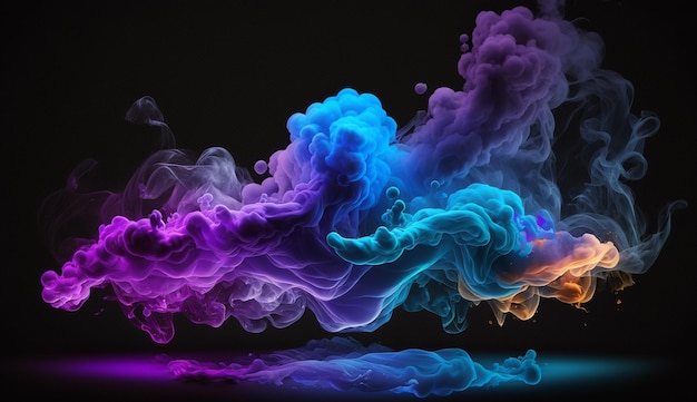 Blue neon cloud of smoke Generative AI