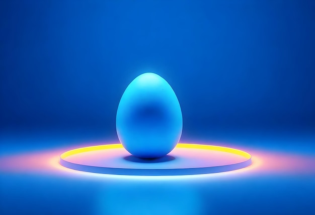 Photo blue neon easter egg in the spotlight