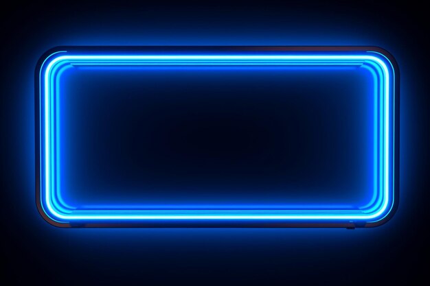 Photo blue neon frame on a dark background