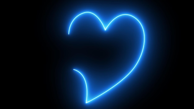 Blue Neon heart Bright neon light Empty template Valentines Day Womens Day Valentine's day heart futuristic abstract space background