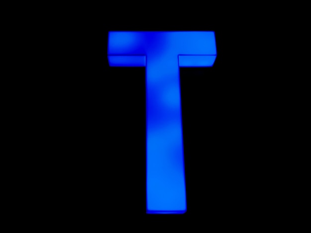 Фото Синяя неоновая буква t