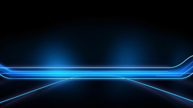 blue neon line in the dark background with blank space