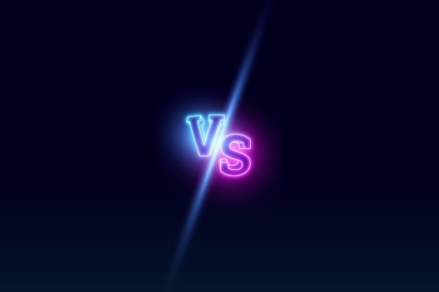 Photo blue neon versus logo