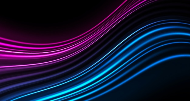 Photo blue neon with bright flowing lines.