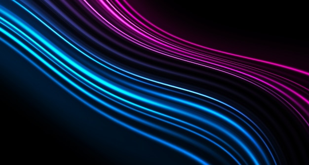 Photo blue neon with bright flowing lines.