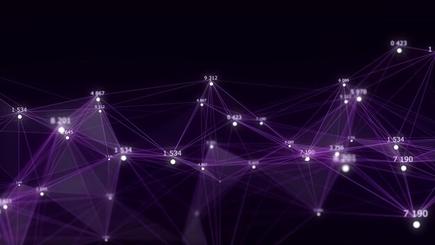 ブルーネットワーク接続構造 バイナリコードストリーム デジタル背景 ポイント 数字 ライン ビッグデータ ビジュアライゼーション 3D レンダリング
