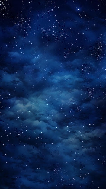 a blue night sky with stars and clouds.