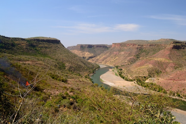 Gola del nilo azzurro, vista grandangolare, etiopia