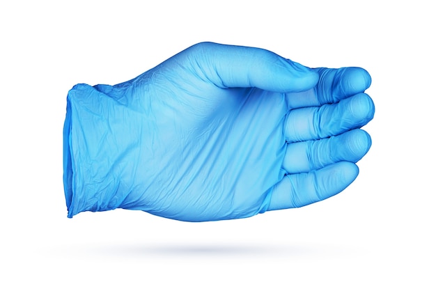 Blue nitrile glove isolated on white