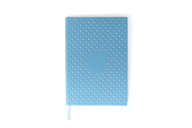Photo blue notebook isolated on white background