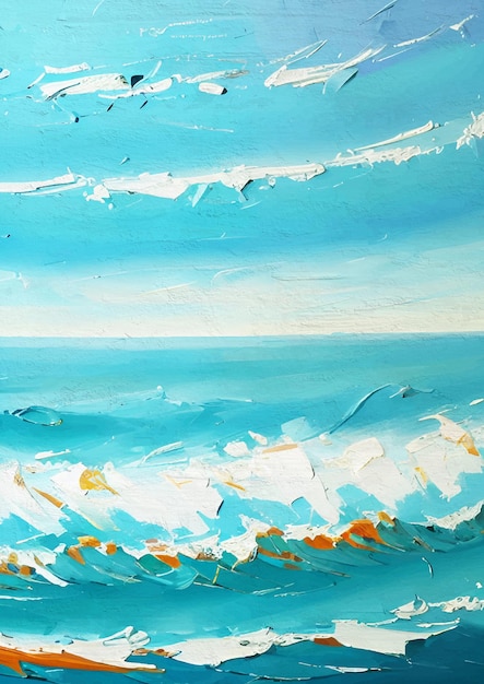 Blue ocean painting modern abstract painted sea canvas stampa artistica stampabile