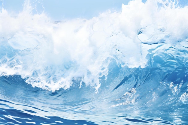 Photo blue ocean wave with white foam and splashes closeup