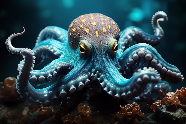 blue octopus AI generated image