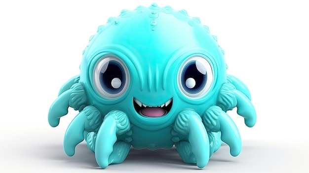 the blue octopus is a monster with a big eyes.