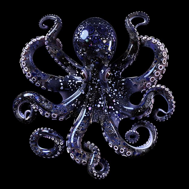 a blue octopus with white dots and the word octopus on it