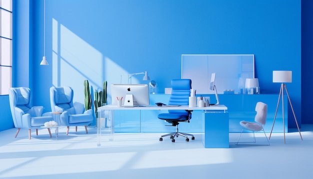 파란색 사무실 공간