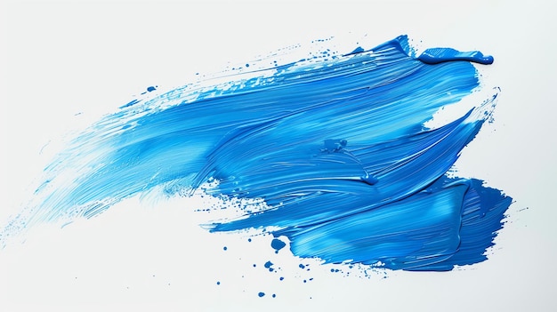 Blue oil paint smear on white background