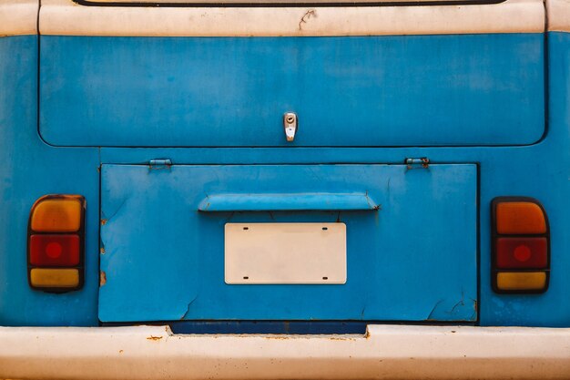 Blue old car trunk background