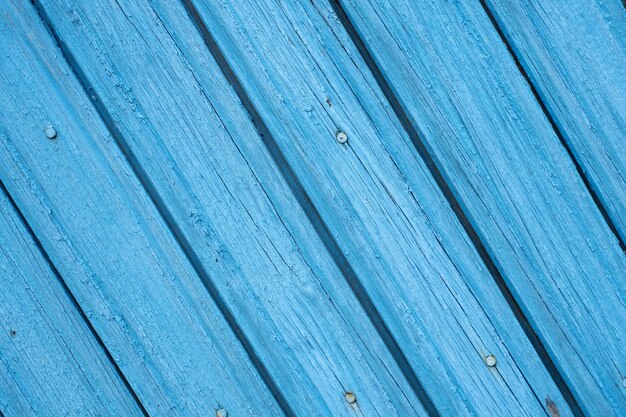 Blue old painted background made of wooden boards