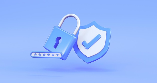 blue online security icon in blue background 3d render