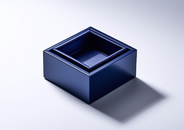 Blue open gift box with white bow isolated on white Generative Ai