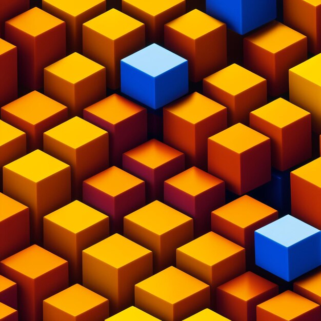 blue and orange 3d cubes background