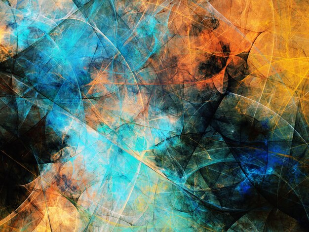 blue and orange abstract fractal background 3d rendering illustration